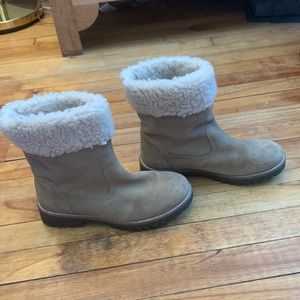 Anthropologie faux fur lined tan boots
